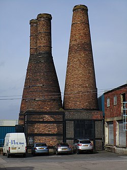 The name of the company on the site is now James Kent Limited. The three calcining ovens - formerly used for preparing flint for the ceramic industry are often known as 'salt, pepper and vinegar' by local people.jpg