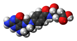 Space-filling model of the 5,10-methenyltetrahydrofolate cation