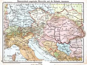 The internal divisions of Austria and Hungary are shown as well