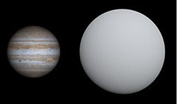 NGTS-3Ab (white) compared to Jupiter.