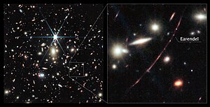 Earendel and the Sunrise Arc in the galaxy cluster WHL0137-08 (sunrisearc2).jpg