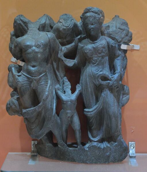 File:Hariti and Panchika - Schist - ca 2nd Century CE - Gandhara - Jamalgarhi - ACCN G 8 - Indian Museum - Kolkata 2016-03-06 1685.JPG