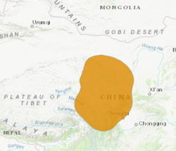 Distribution of Chinese mountain cat 2022.png