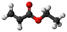 Ball-and-stick model of the ethyl acrylate molecule