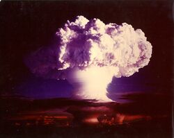 An image of the explosion of the nuclear bomb Ivy Mike.