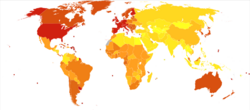 Parkinsons disease world map-Deaths per million persons-WHO2012.svg