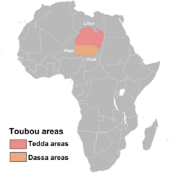 Map of the Toubou population in Africa