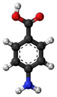 Ball-and-stick model of the PABA molecule