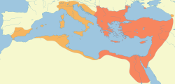 this is a map showing the area that Justinian I conquered
