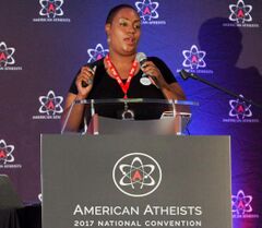 Mandisa Thomas speaks at American Atheists 2017 National Convention.