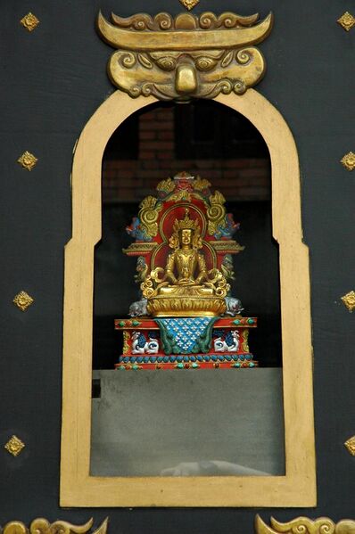 File:Cloisonne Buddha Statue in Buddhist Art Gallery, Kathmandu, Nepal.jpg