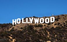 The Hollywood Sign, large white block letters on a hillside