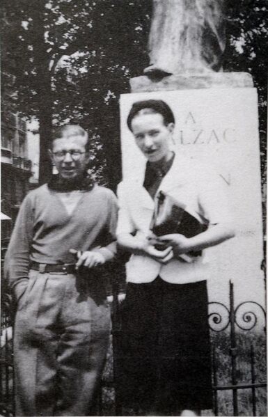 File:Sartre and de Beauvoir at Balzac Memorial.jpg