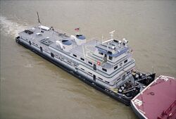 Towboat City of Pittsburgh upbound at Clark Bridge Louisville Kentucky USA Ohio River mile 604 2005 file a5k024.jpg