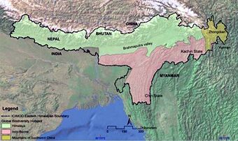 A political/geographical representation of the Eastern Himalayas (credits: ICIMOD)