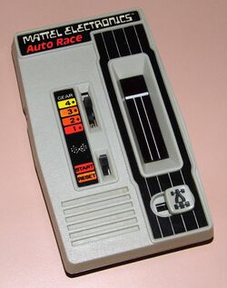 Mattel Electronics Auto Race, No. 9879, Red LED, Made In Hong Kong, Copyright 1976 (LED Handheld Electronic Game).jpg