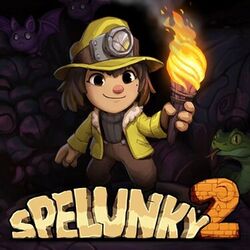 The Spelunky 2 logo written in front of the moonlight