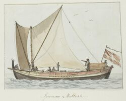 Speronare schip afkomstig uit Malta Spéronare Maltoise (titel op object) Voyage en Italie, en Sicile et à Malte - 1778 (serietitel), RP-T-00-493-66B.jpg