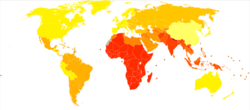 Chlamydia world map - DALY - WHO2004.svg