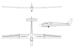 3-view line drawing of the Wassmer WA-30