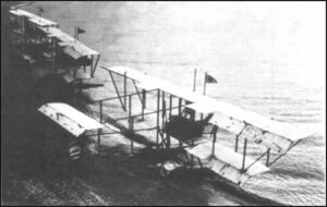 black and white photograph of a Farman HF.7 reconnaissance aircraft on the ground