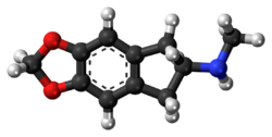 Ball-and-stick model of the MDMAI molecule