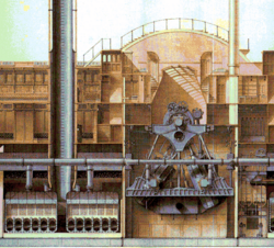 Oscillating engine, and boilers, of Great Eastern.png