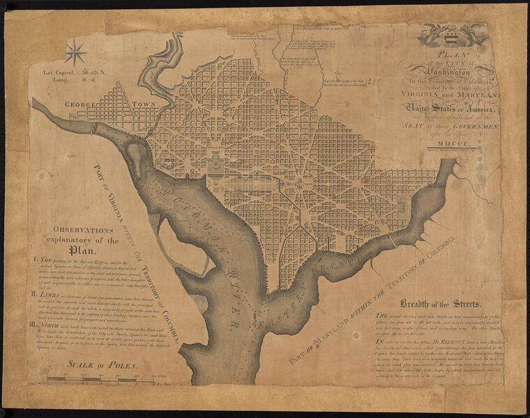File:Plan of the city of Washington in the territory of Columbia, ceded by the states of Virginia and Maryland to the United States of America ... (8249620373).jpg