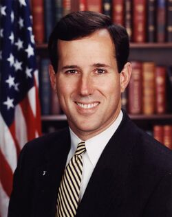 A bust-length formal portrait of Rick Santorum.