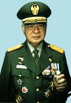 Suharto with military uniform, 1997.jpg