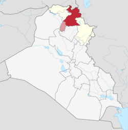 Erbil governorate area highlighted in red
