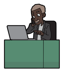 Black Business Man On The Phone And Computer Cartoon.svg