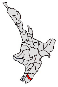 Location of Carterton District within North Island