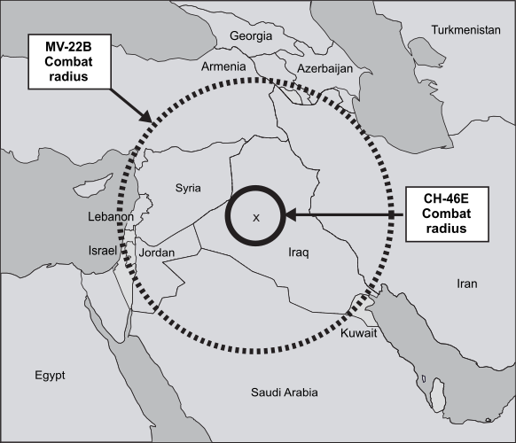 File:MV-22B combat radius in Iraq compared with CH-46E combat radius.svg