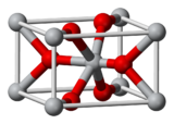 3D model of tin (IV) oxide, red atom is oxide
