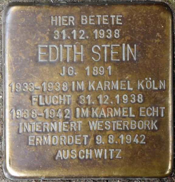 File:Stolpersteine Köln, Edith Stein - 3 (Vor den Siebenburgen 6).jpg