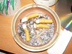 Ashtray with cigarette butts.JPG