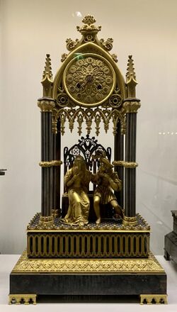 Clock, French, circa 1835-1840, gilt and patinated bronze, inherited from Maurice Quentin Bauchart, 1911, inv. 17741, Museum of Decorative Arts, Paris.jpg
