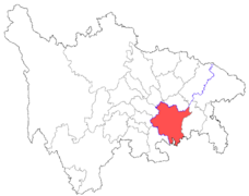 Location of Chongqing Prefecture within Sichuan.png