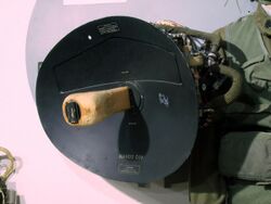 Museum display of an exposed F-104 radar dish