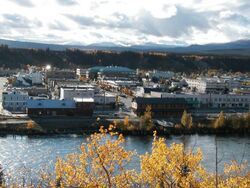 Downtown Whitehorse (the territories’ largest city), Yukon seen from the east side of the Yukon River