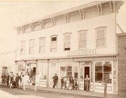 Group of men standing in front of Karch & Heberer store at Fairplay in the late 1800s - DPLA - 450f67cd5cf1861d1c246320ca2ee32a (cropped).jpg
