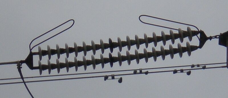 File:Insulator string with arcing horns.jpg