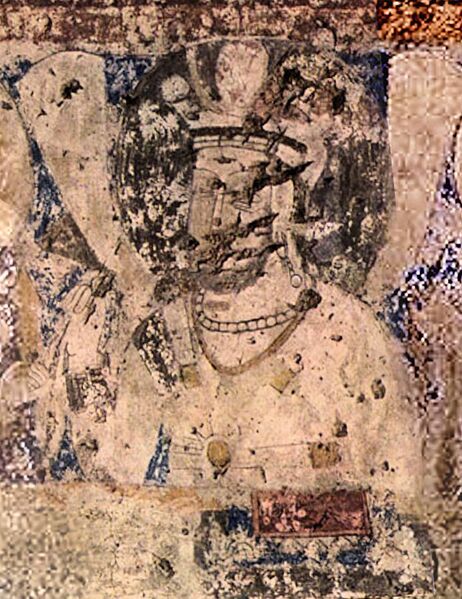 File:Painting of a King in the niche of the 38 meter Buddha, Bamiyan.jpg