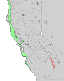 Sequoia Sequoiadendron range map.png