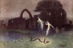 Will-o-the-wisp and snake by Hermann Hendrich 1823.jpg