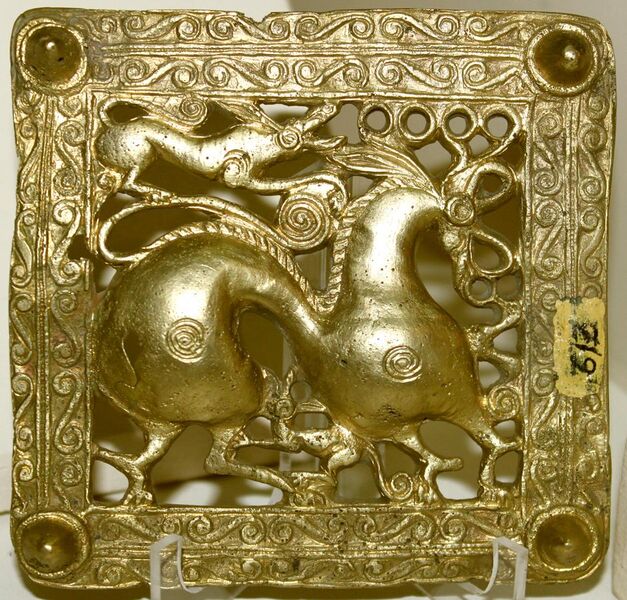 File:Gold scythian belt title from Mingachevir, Azerbaijan.JPG