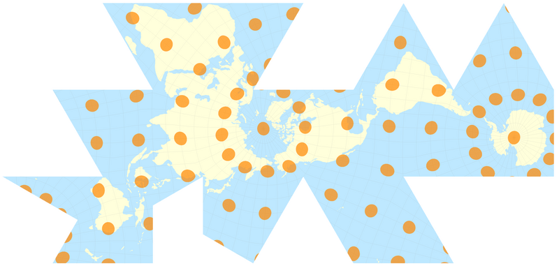 File:Fuller projection with Tissot's indicatrix of deformation.png