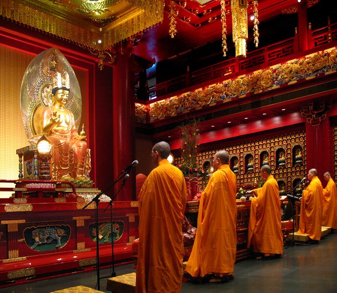 File:Maitreya Bodhisattva and Monks Singapore.jpeg