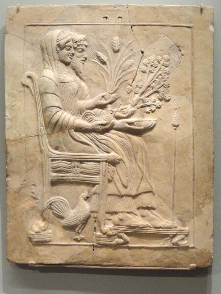File:Pinax with Persephone and Hades Enthroned, 500-450 BC, Greek, Locri Epizephirii, Mannella district, Sanctuary of Persephone, terracotta - Cleveland Museum of Art - DSC08242.JPG